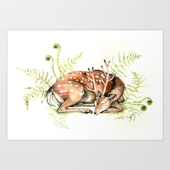 Sleeping Deer Art Print