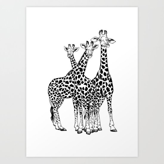 Giraffe family Art Print by katerinamitkova | Society6