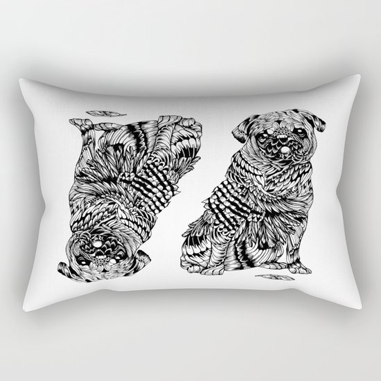 Pug Feather Rectangular Pillow