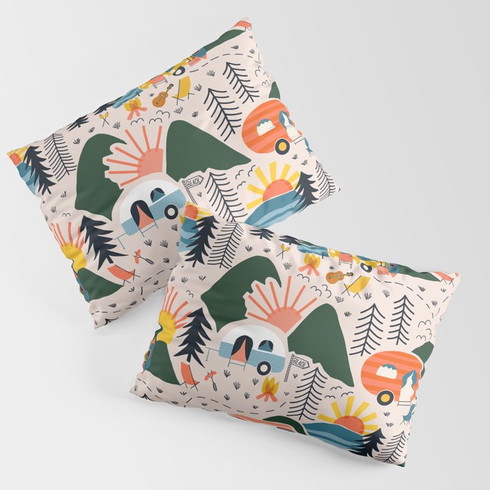 Camping Vacation Pattern Pillow Sham