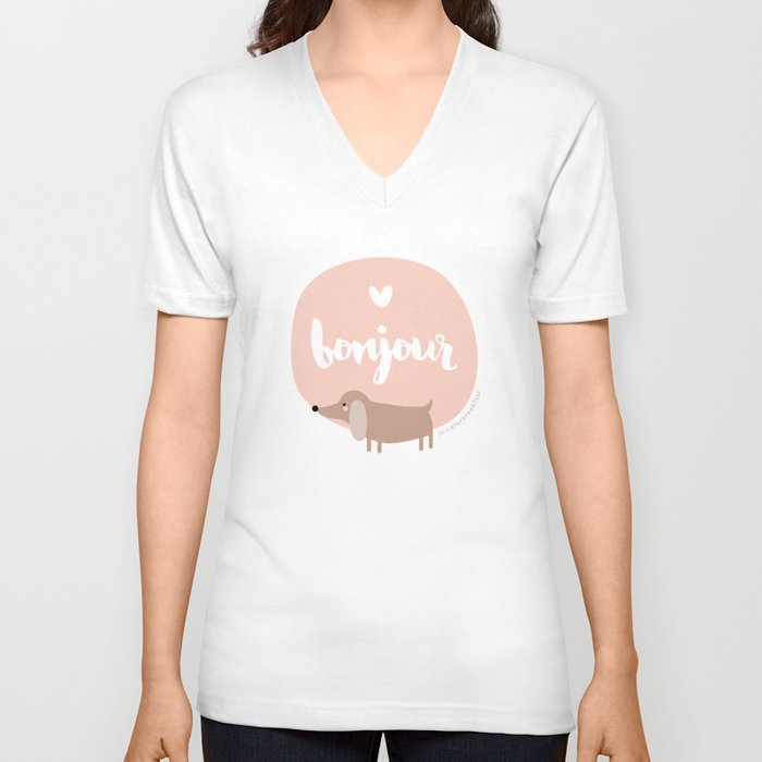 Bonjour! V Neck T Shirt