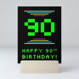 [ Thumbnail: 90th Birthday - Nerdy Geeky Pixelated 8-Bit Computing Graphics Inspired Look Mini Art Print ]