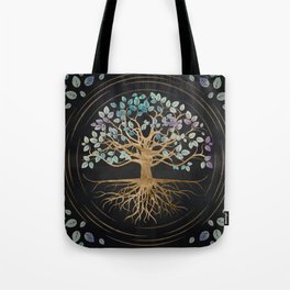 Tree of life - Yggdrasil - Gold and Painted Texture Tote Bag
