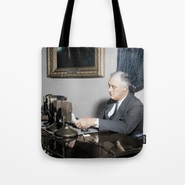 President Roosevelt During A Radio Address - 1937 - Colorized Tote Bag