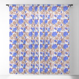 Sweet Hibiscus - Blue & Lavender Sheer Curtain
