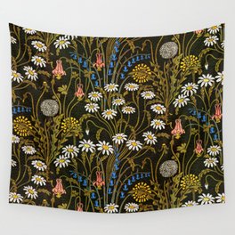 Dolce Donum Multi Black Meadow Flowers by Walter Crane Wall Tapestry