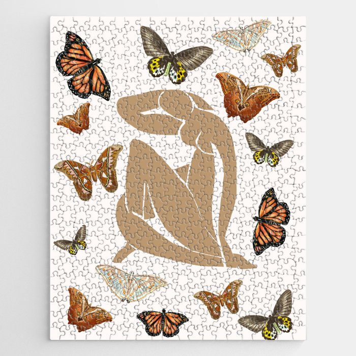 Beach Nude with Spring Butterflies Matisse Inspired Jigsaw Puzzle