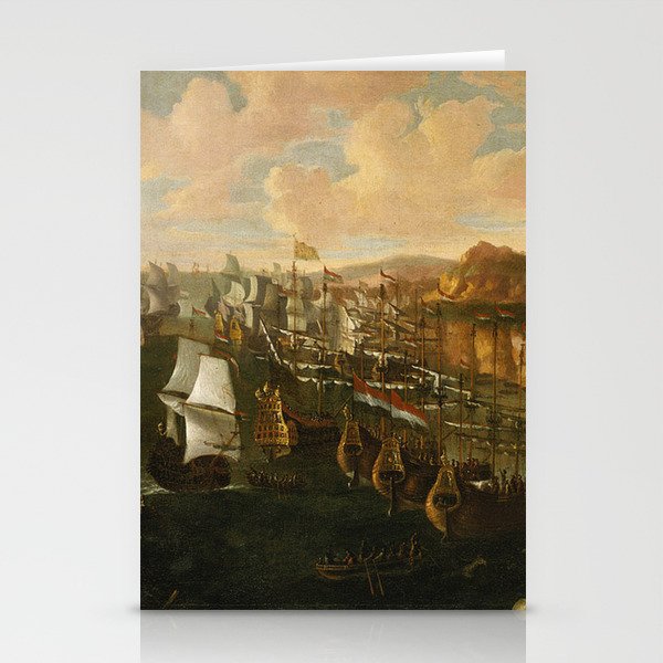 Ships on the waterfront vintage artwork Stationery Cards
