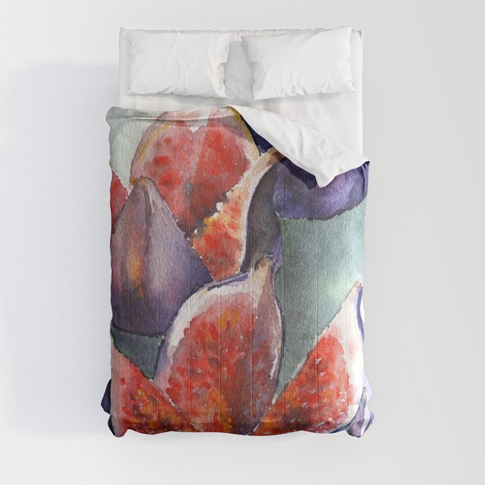Fig Watercolor Fruits Comforter