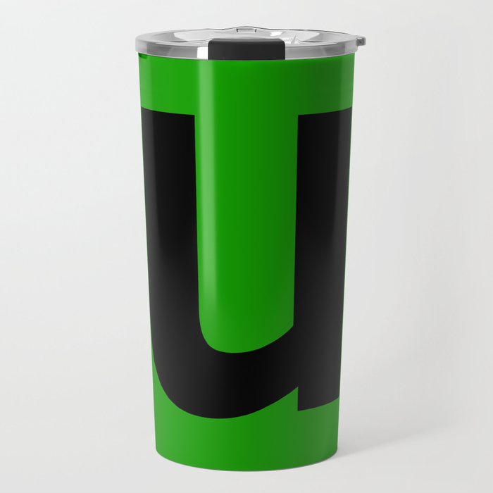 letter U (Black & Green) Travel Mug