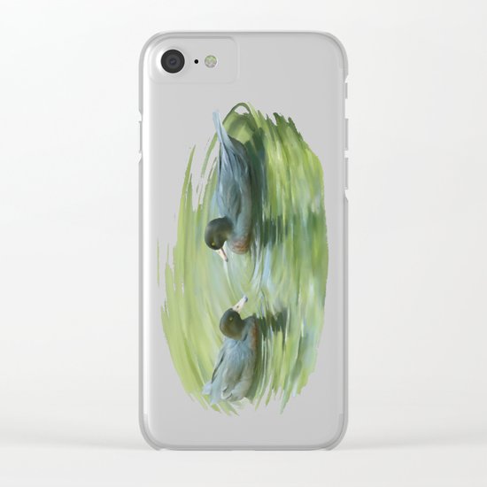 Blue Ducks in pond Clear iPhone Case