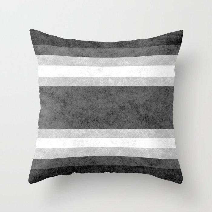 Grunge Stripes Simple Modern Minimal Pattern - Black White Throw Pillow