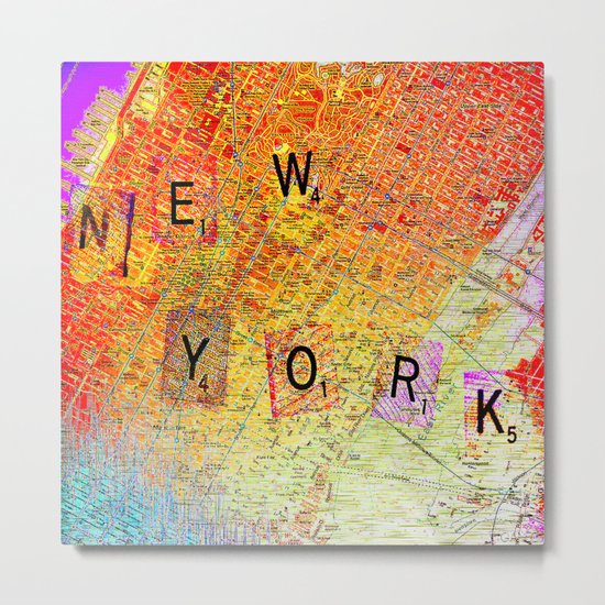New York Map Metal Print