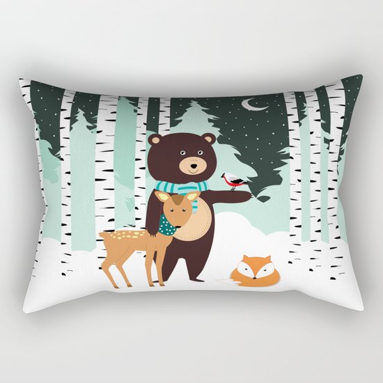 Friends in winter Rectangular Pillow