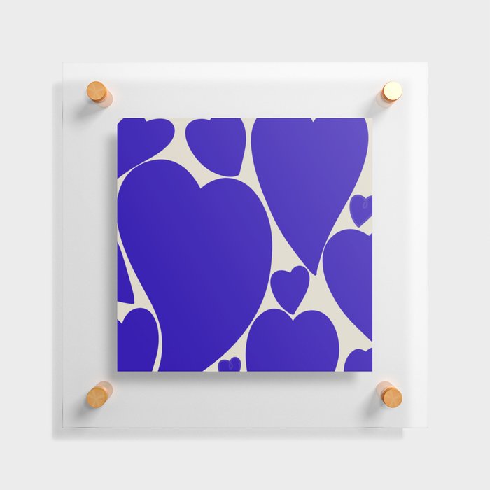 Navy Blue Hearts Contemporary Pattern Floating Acrylic Print