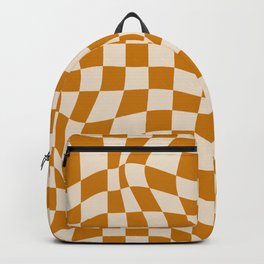 70s Trippy Grid Retro Pattern in Yellow & Beige Backpack