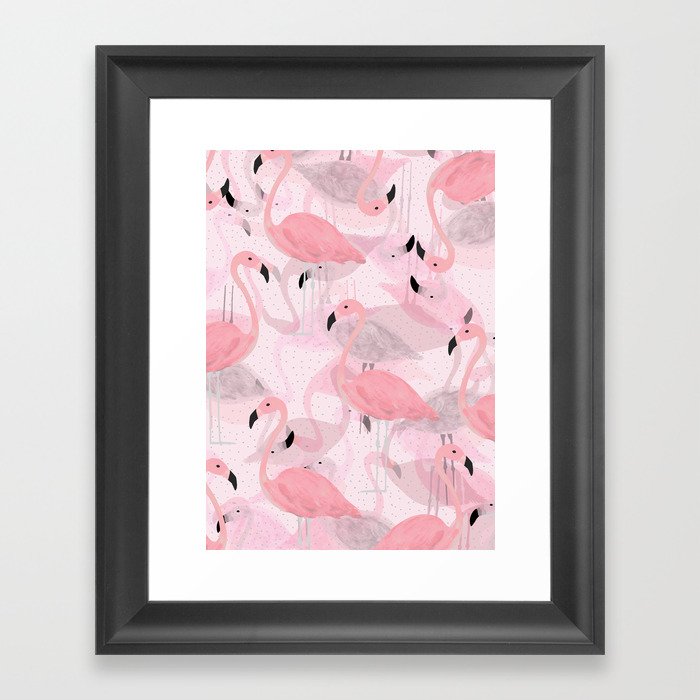 Flamingo Pattern Framed Art Print