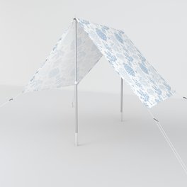 Pale Blue Coral Silhouette Pattern Sun Shade