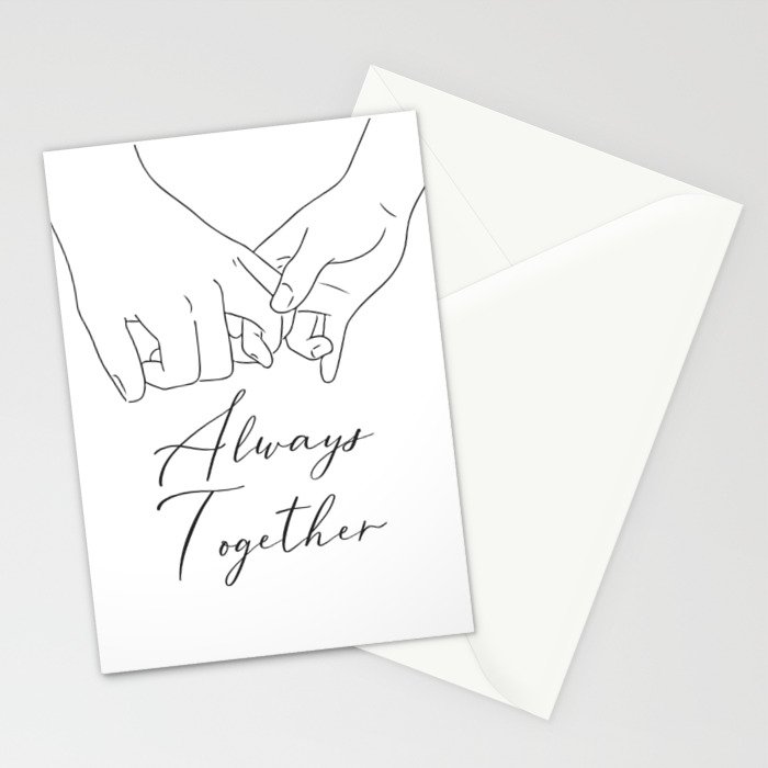 Always Together hand written Text, Cute Couple Drawings, Holding Hands  Drawing , Romantic Couple Art Art Print