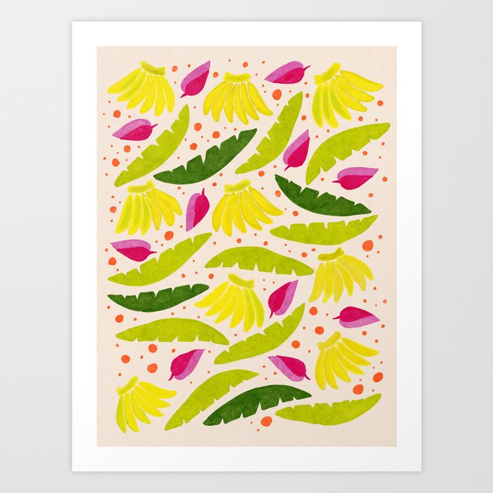 Banana and Leaf - Tropical Art Art Print