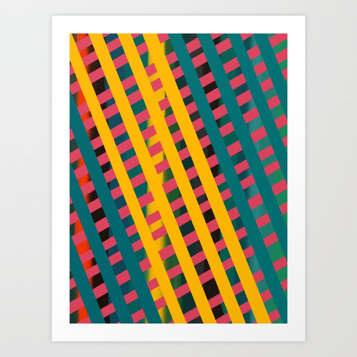Tropical weaving color gingham design Art Print