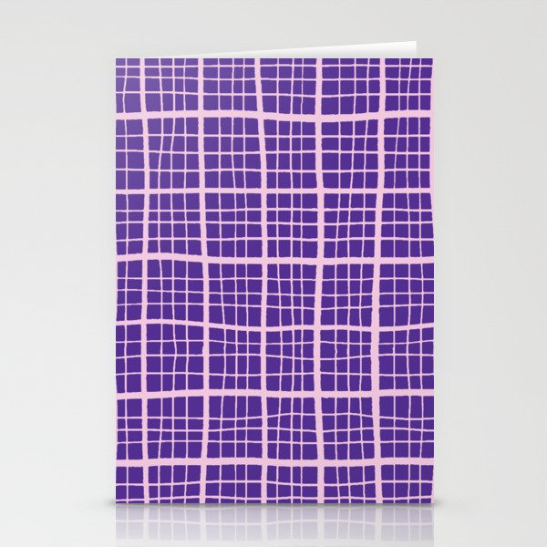 Pretty Pink and Purple Squares Graph Paper Stationery Cards