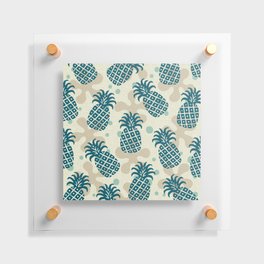 Tiki Pineapple 523 Teal Beige and Turquoise Floating Acrylic Print