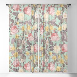 Classic Floral Pattern Sheer Curtain