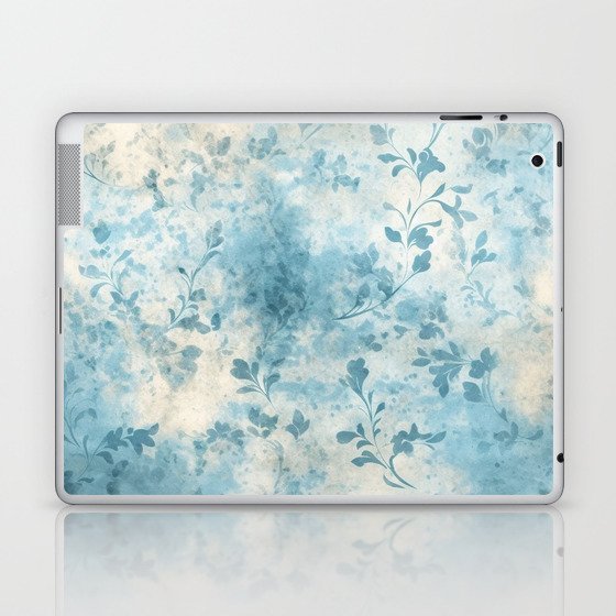 Blue and beige floral pattern Laptop & iPad Skin