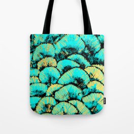 Turquoise, golden feathers Tote Bag