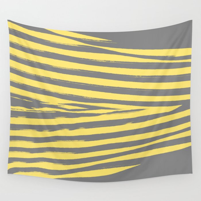Yellow & Gray Stripes Wall Tapestry
