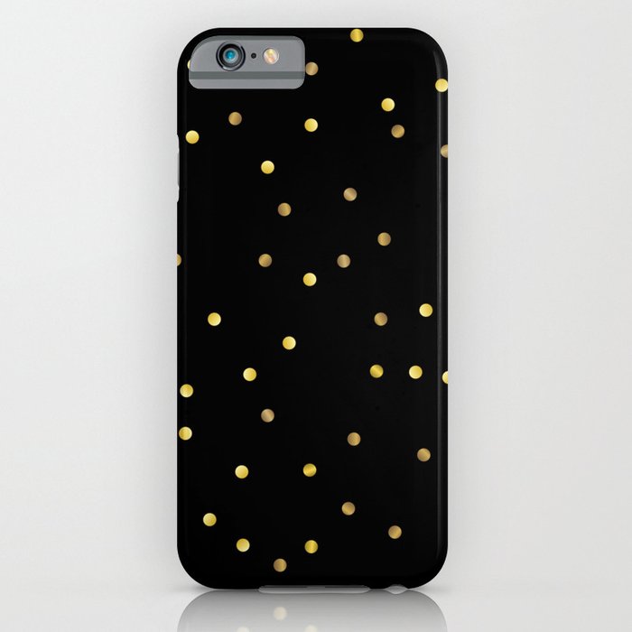 Gold Confetti on Black iPhone Case