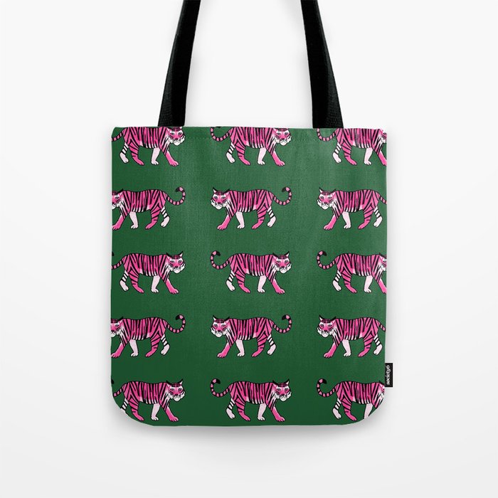 Tiger Pattern (pink/green) Tote Bag
