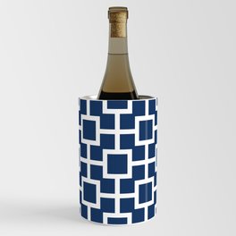 Classic Hollywood Regency Pattern 221 Navy Blue Wine Chiller