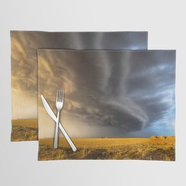 Panhandle Magic - Thunderstorm Advances Over Farm on Spring Day in Oklahoma Placemat