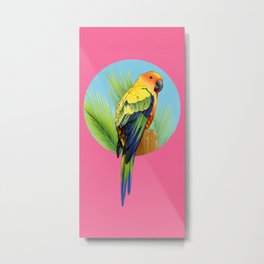 Sun Conure Parrot Metal Print | Parrot, Sun, Drawing, Parrots, Nature, Digital, Bird, Pink, Palmtree, Colourful 