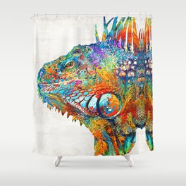 Colorful Iguana Art - One Cool Dude - Sharon Cummings Shower Curtain