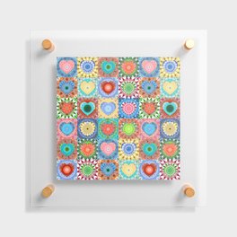 Colorful Mandala Love - Romantic Art by Sharon Cummings Floating Acrylic Print