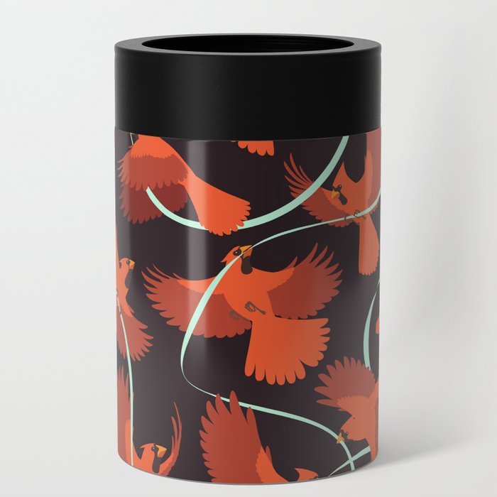 Cardinals with Ribbon Can Cooler