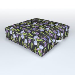 Marla's Irises dark background Outdoor Floor Cushion