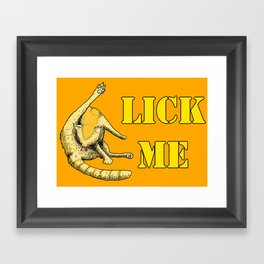 Lick Me (cat cleaning itself) Framed Art Print