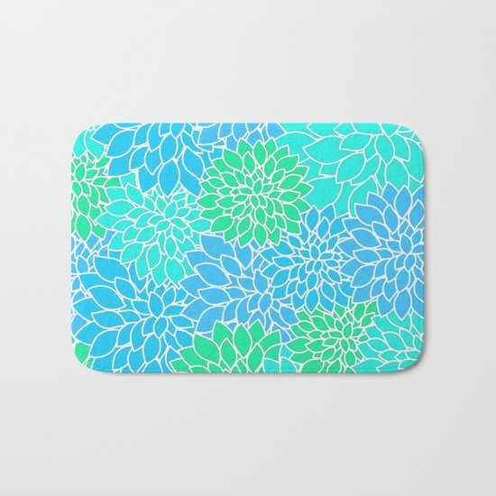 Blue & Green Pattern Bath Mat