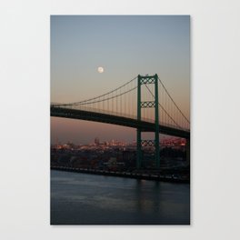Green Sunset Bridge Canvas Print