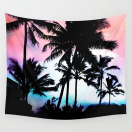 Sunset Summer Palm Trees Wall Tapestry