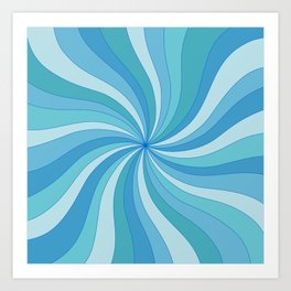 Blue Sunburst Retro Abstract Art Print