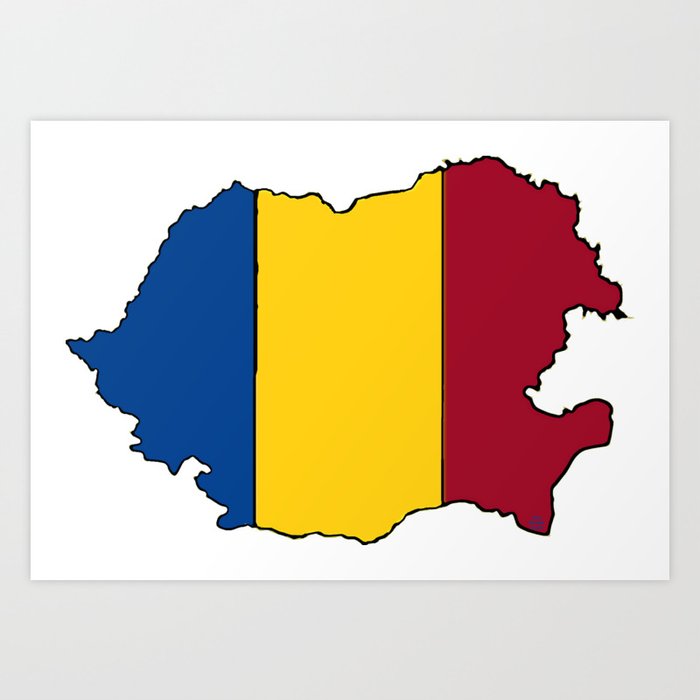 Romania Map With Romanian Flag Art Print By Havocgirl Society6