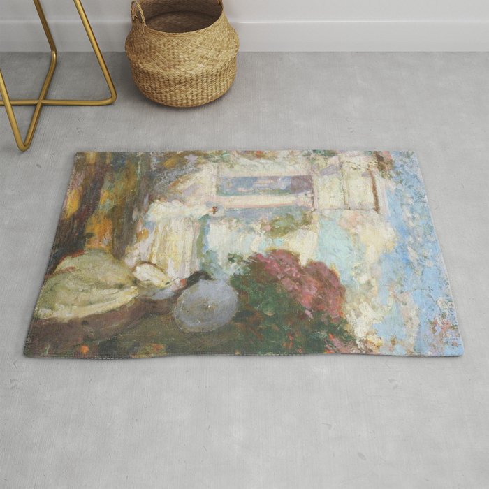 Woman with parasol Rug