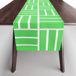Basketweave (White & Green Pattern) Table Runner