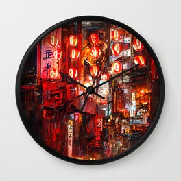 Streets of Tokyo at night Wall Clock