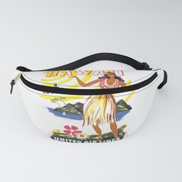 1950 HAWAII Hula Dancer United Airlines Travel Poster Fanny Pack